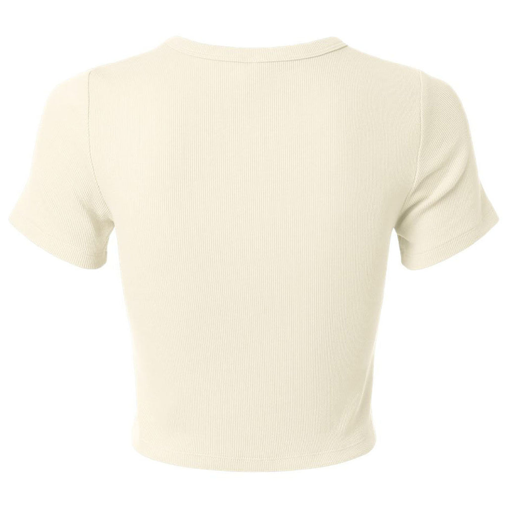 American Apparel Women's Bone Baby Rib Cropped Tee
