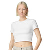 American Apparel Women's White Baby Rib Cropped Tee