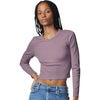 American Apparel Women's Smokey Violet Baby Rib Long Sleeve Cropped Tee