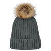 Port Authority Storm Grey Faux Fur Pom Beanie