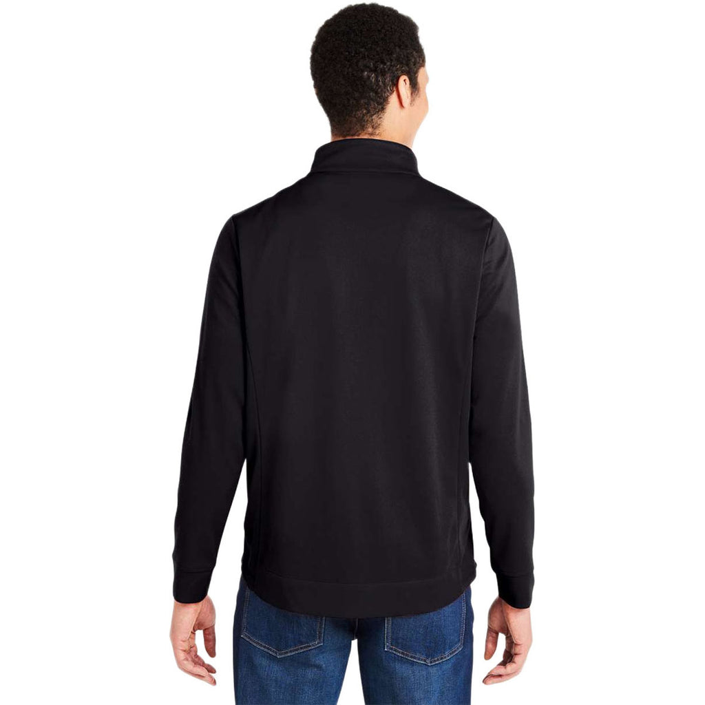 Core 365 Men's Black/Carbon Market Snag Protect Mesh Colorblock Quarter-Zip Pullover