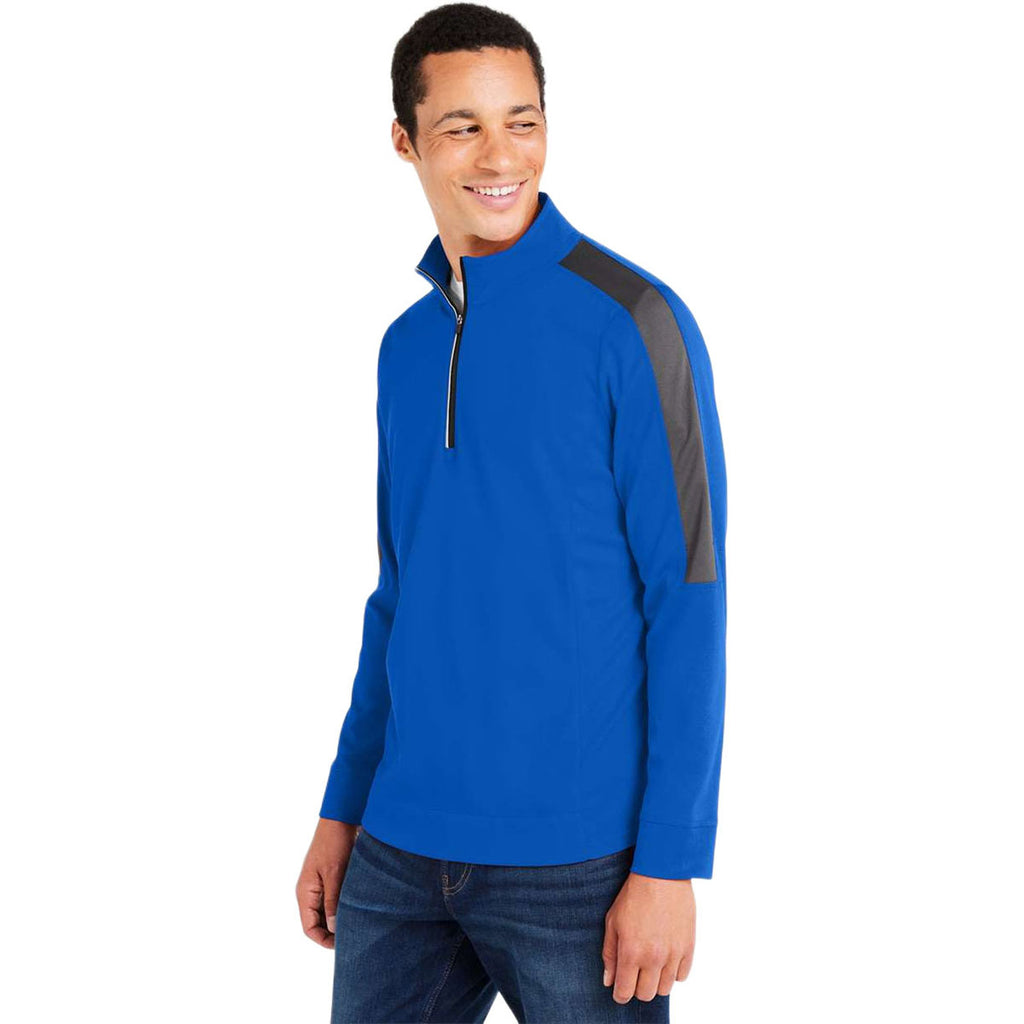 Core 365 Men's True Royal/Carbon Market Snag Protect Mesh Colorblock Quarter-Zip Pullover