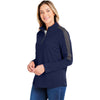 Core 365 Women's Classic Navy Heather/Carbon Market Snag Protect Mesh Colorblock Quarter-Zip Pullover