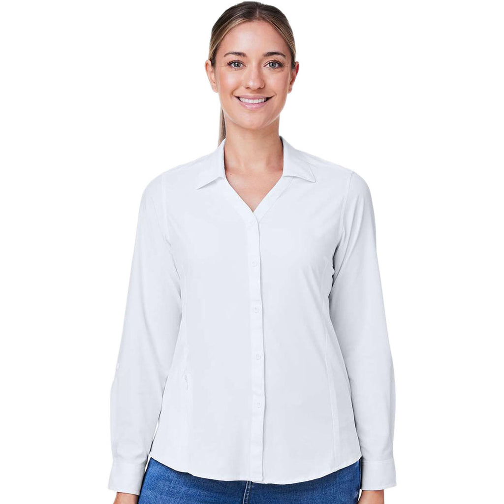 Core 365 Women's White Ultra UVP Long Sleeve Marina Shirt