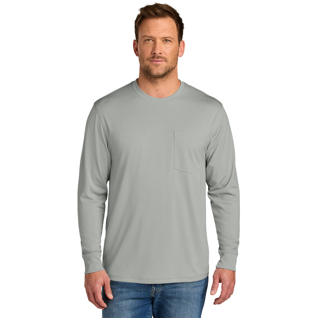 CornerStone Men's Light Grey Workwear Pro Long Sleeve Pocket Tee