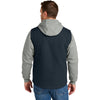 CornerStone Men's Navy/Heather Grey Duck Fleece Full-Zip Hooded Jacket