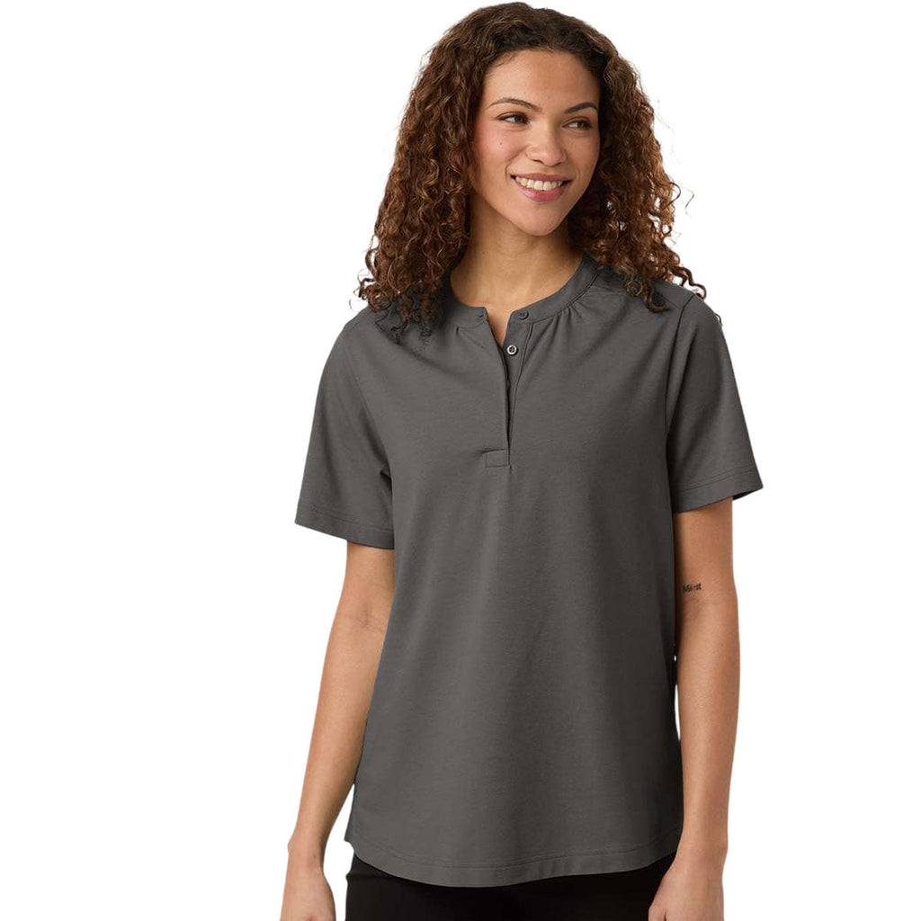 Devon & Jones Women's Graphite Seaton Pebble Textured Polo