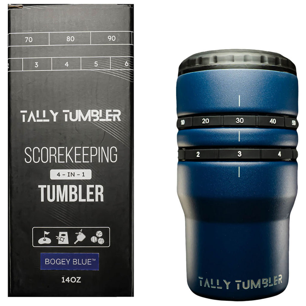 Tally Tumbler Blue 4-in-1 Can Cooler & Scorekeeper 14oz.