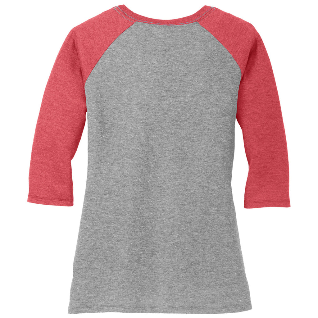 District Women's Red Frost/ Grey Frost Perfect Tri 3/4-Sleeve Raglan