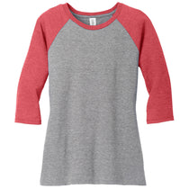District Women's Red Frost/ Grey Frost Perfect Tri 3/4-Sleeve Raglan