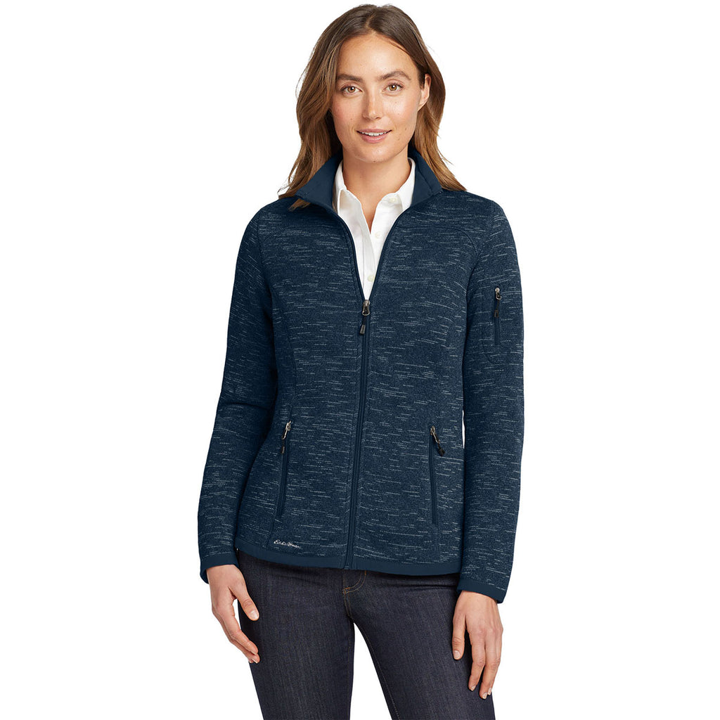 Eddie Bauer Women's River Blue Heather Sweater Fleece Full Zip