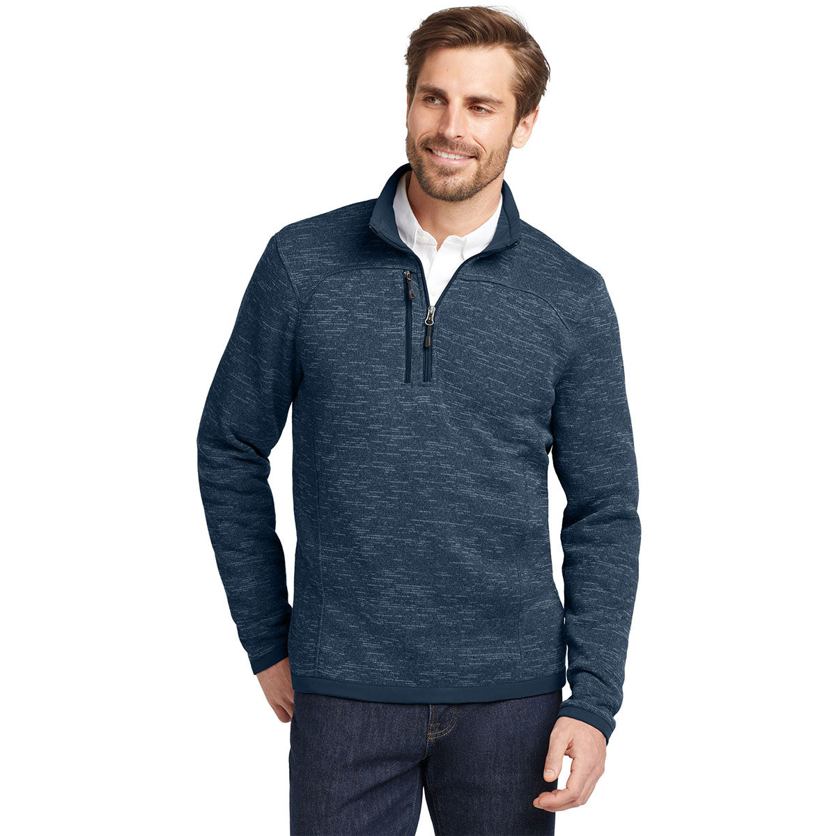 Eddie Bauer Men's River Blue Heather Sweater Fleece Quarter Zip