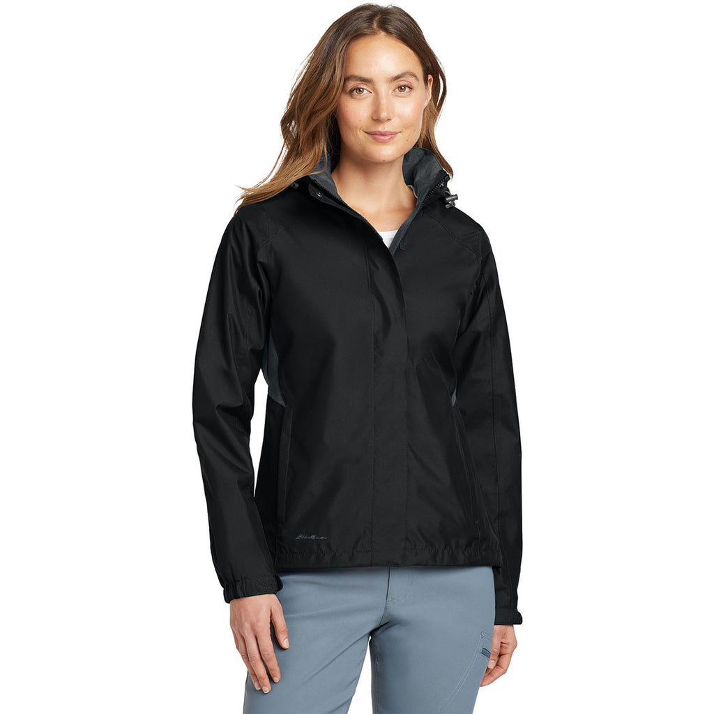 Eddie Bauer Women's Black/Steel Grey Rain Jacket