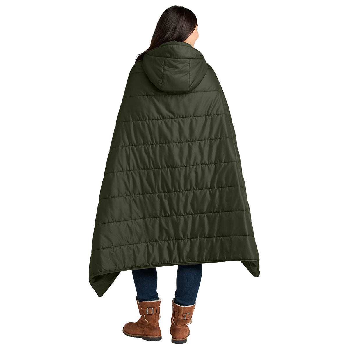 Eddie Bauer Olive Green Puffy Camp Poncho