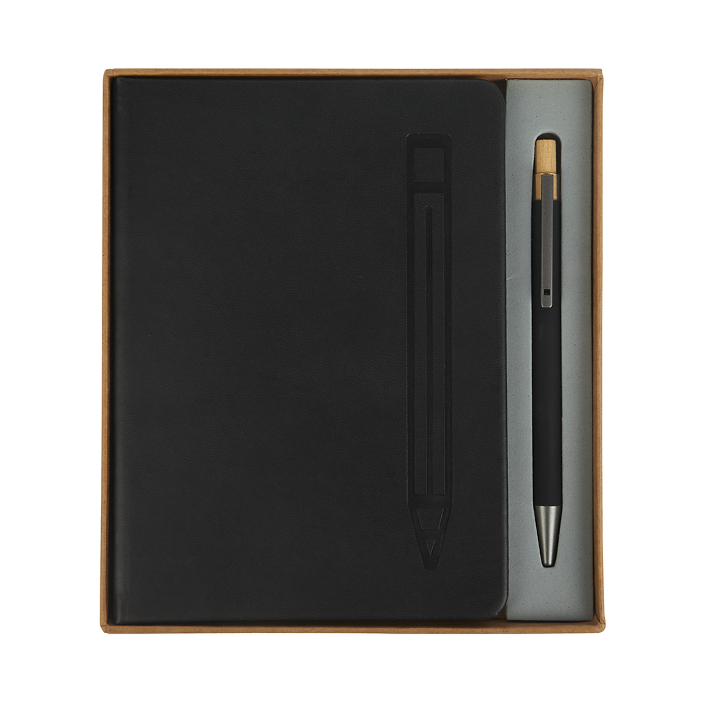 Logomark Black Manhattan II Gift Set w/Magnetic Journal & Recycled Pen