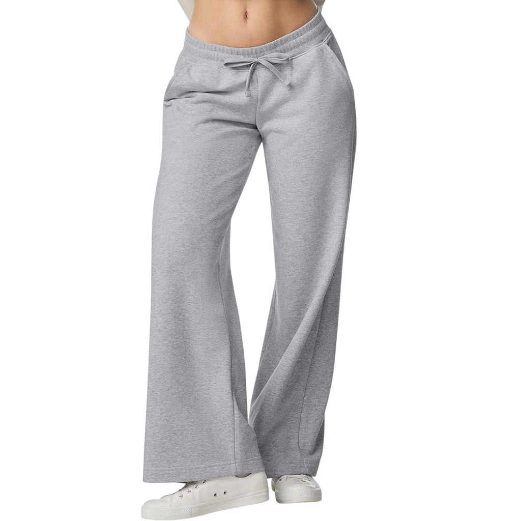 American Apparel Women's Heather Grey French Terry Wide Leg Pants