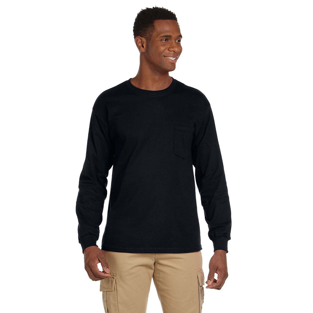 Gildan G241 Ultra Cotton Long-Sleeve Pocket T-Shirt - Heavyweight Crewneck Tee - View #14