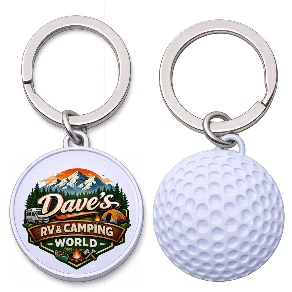 Ball Pro White Golf Ball Shaped Metal Keychain