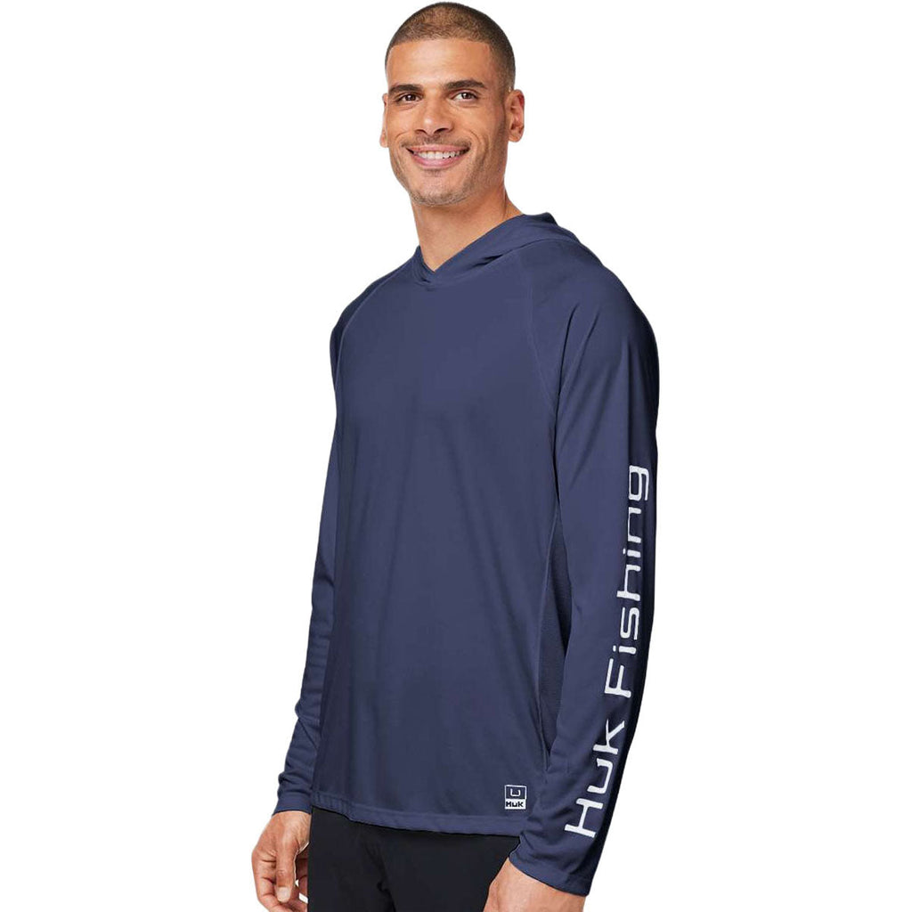 HUK Men's Naval Academy LoPro Pursuit Long Sleeve Hooded T-Shirt