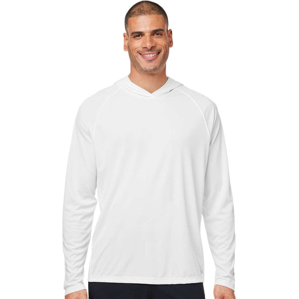 HUK Men's White LoPro Pursuit Long Sleeve Hooded T-Shirt