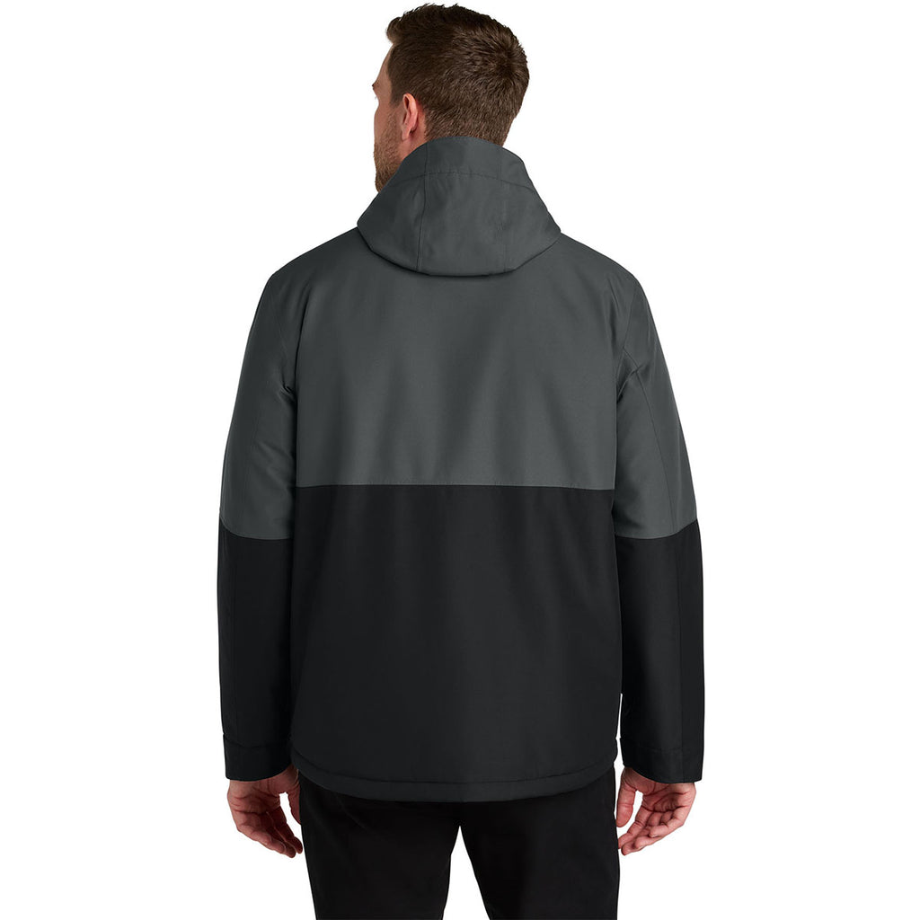 Port Authority Men's Grey Steel/Deep Black Insulated Heavy Ripstop Jacket