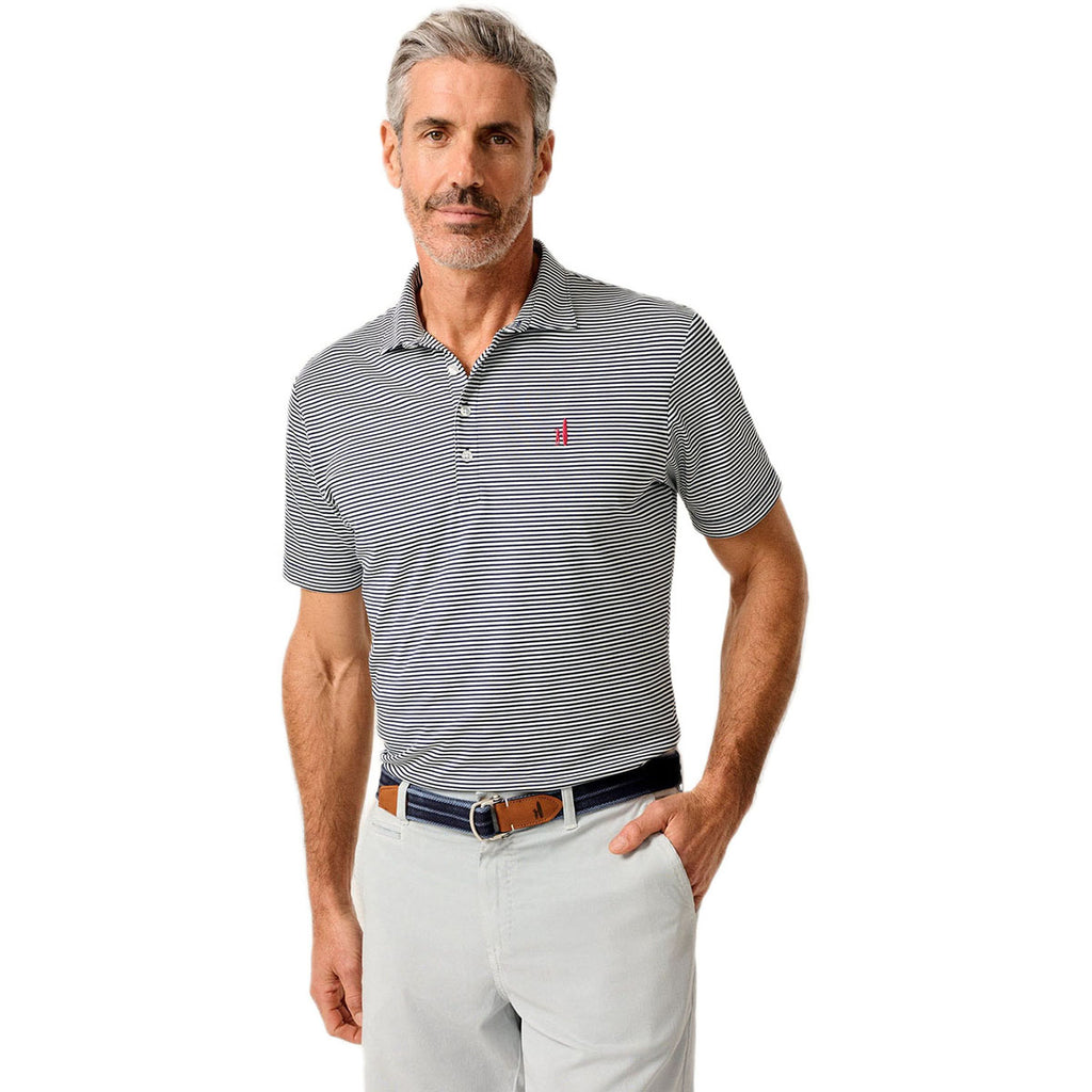 Johnnie-O Men's Navy Dru Stripe Performance Mesh Polo