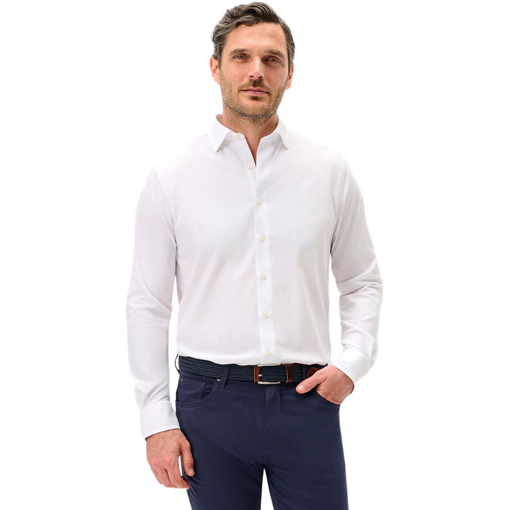 Johnnie-O Men's White Travis Solid Everyday Performance Button Down Shirt