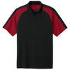 Port Authority Men's Deep Black/Rich Red Wearever Performance Pique Colorblock Polo