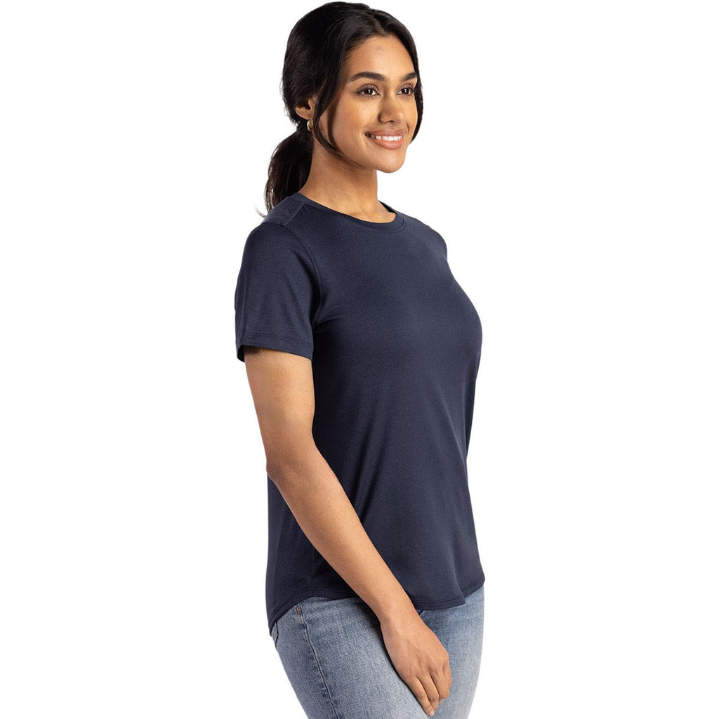 Cutter & Buck Women's Navy Blue Coastline Epic Comfort Recycled Short Sleeve Tee