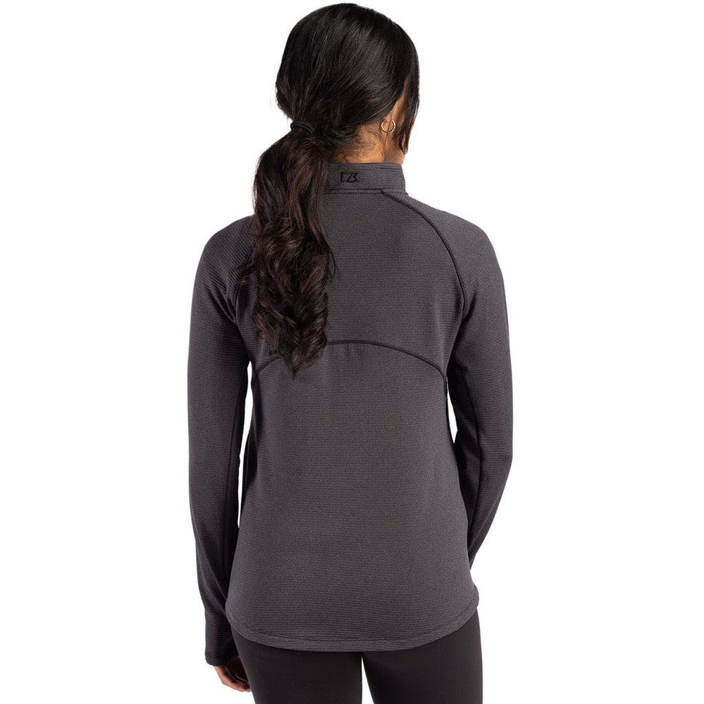 Cutter & Buck Women's Black Heather Peshastin Fleece Recycled Full Zip Jacket