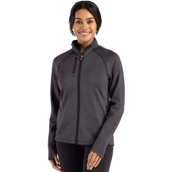 Cutter & Buck Women's Black Heather Peshastin Fleece Recycled Full Zip