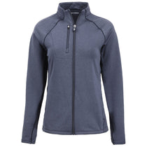 Cutter & Buck Women's Navy Blue Heather Peshastin Fleece Recycled Full Zip Jacket