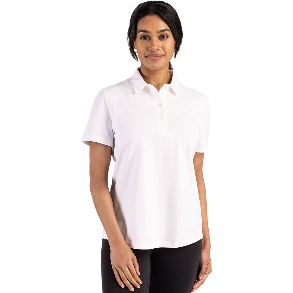 Cutter & Buck Women's White Advantage Refresh Epic Confidence Recycled Tri-Blend Pique Polo