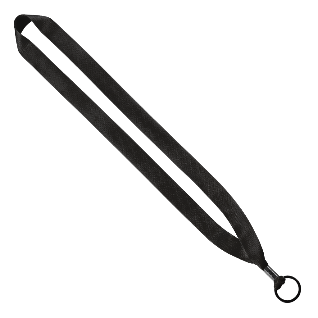 SnugZ Black 3/4" Polyester Lanyard with Metal Crimp & Split-Ring