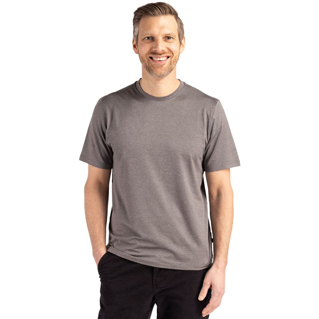 Cutter & Buck Men's Elemental Grey Coastline Epic Comfort Recycled Short Sleeve Tee