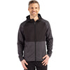 Cutter & Buck Men's Black Heather Peshastin Fleece Recycled Hybrid Jacket