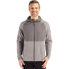Cutter & Buck Men's Elemental Grey Heather Peshastin Fleece Recycled Hybrid Jacket