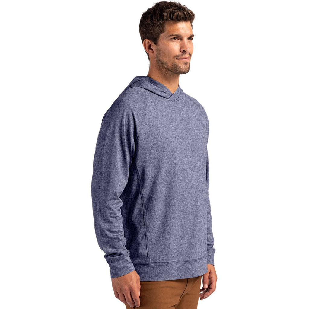 Cutter & Buck Men's Navy Blue Heather Adapt Knit Recycled Heathered Hooded Pullover