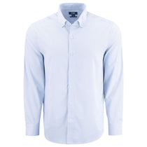 Cutter & Buck Men's Pale Blue/White Skyline Epic Confidence Recycled Pinstripe Long Sleeve Dress Shirt