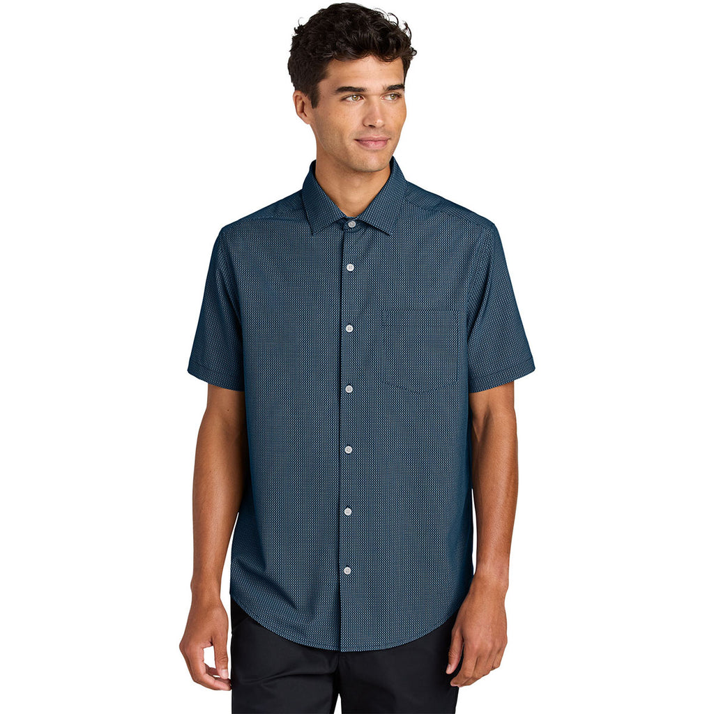 Mercer+Mettle Men's Night Navy Dash Print Short Sleeve UV Capital Tech Shirt