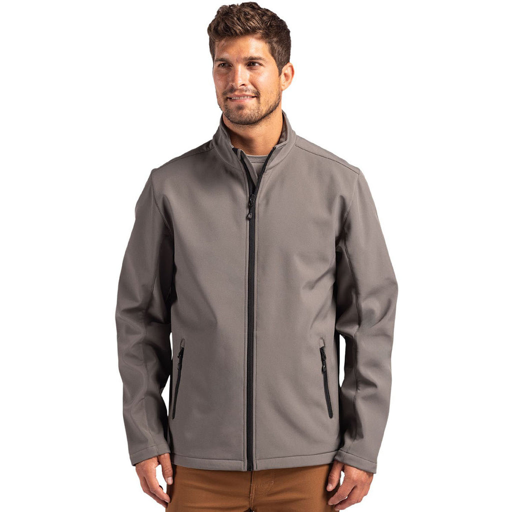 Clique Men's Pure Slate/Black Tempo Stretch Full Zip Softshell Jacket