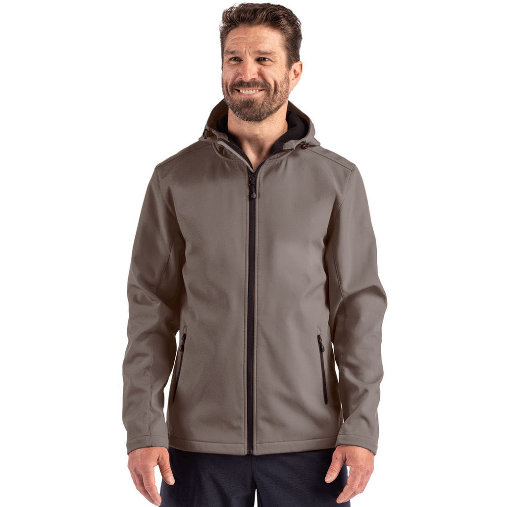 Clique Men's Pure Slate/Black Tempo Recycled Stretch Softshell Hooded Jacket