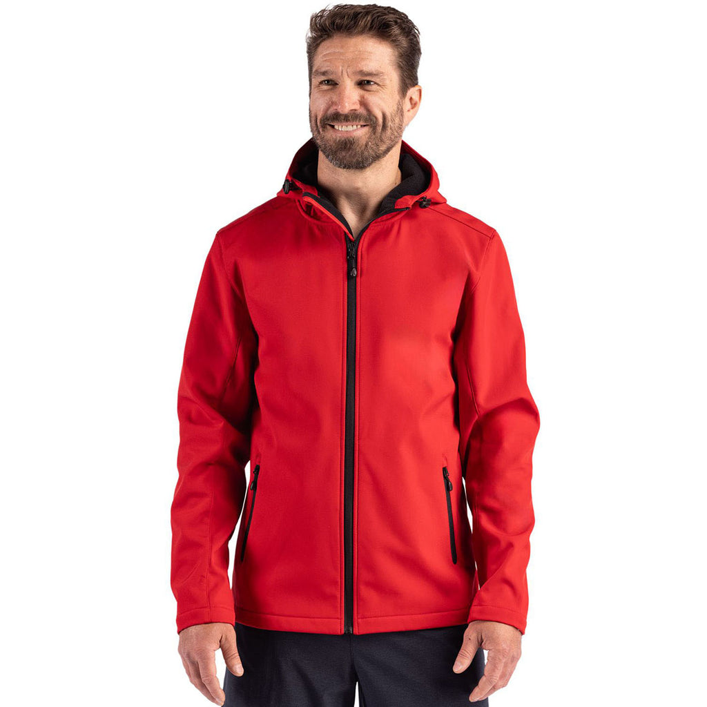 Clique Men's Red/Black Tempo Recycled Stretch Softshell Hooded Jacket