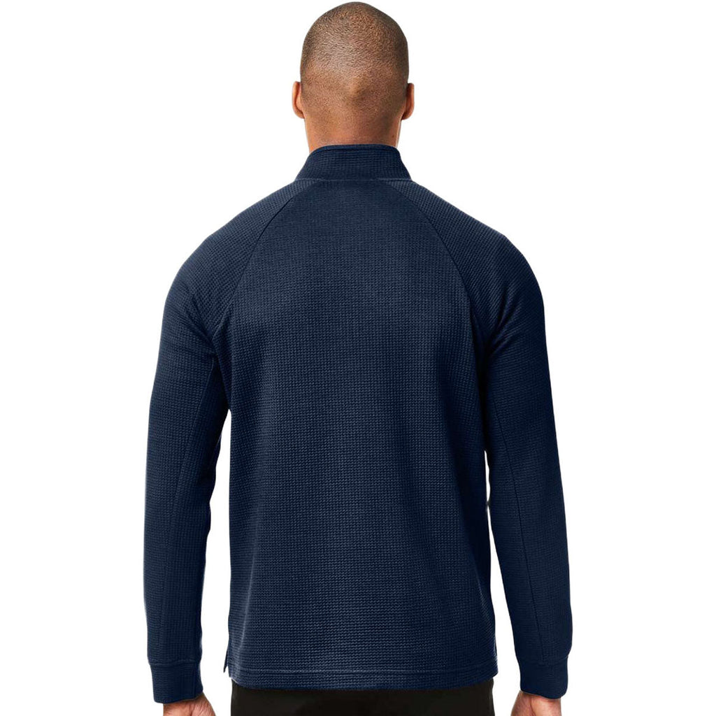 North End Men's Classic Navy Rhythm Waffle Quarter-Zip Pullover