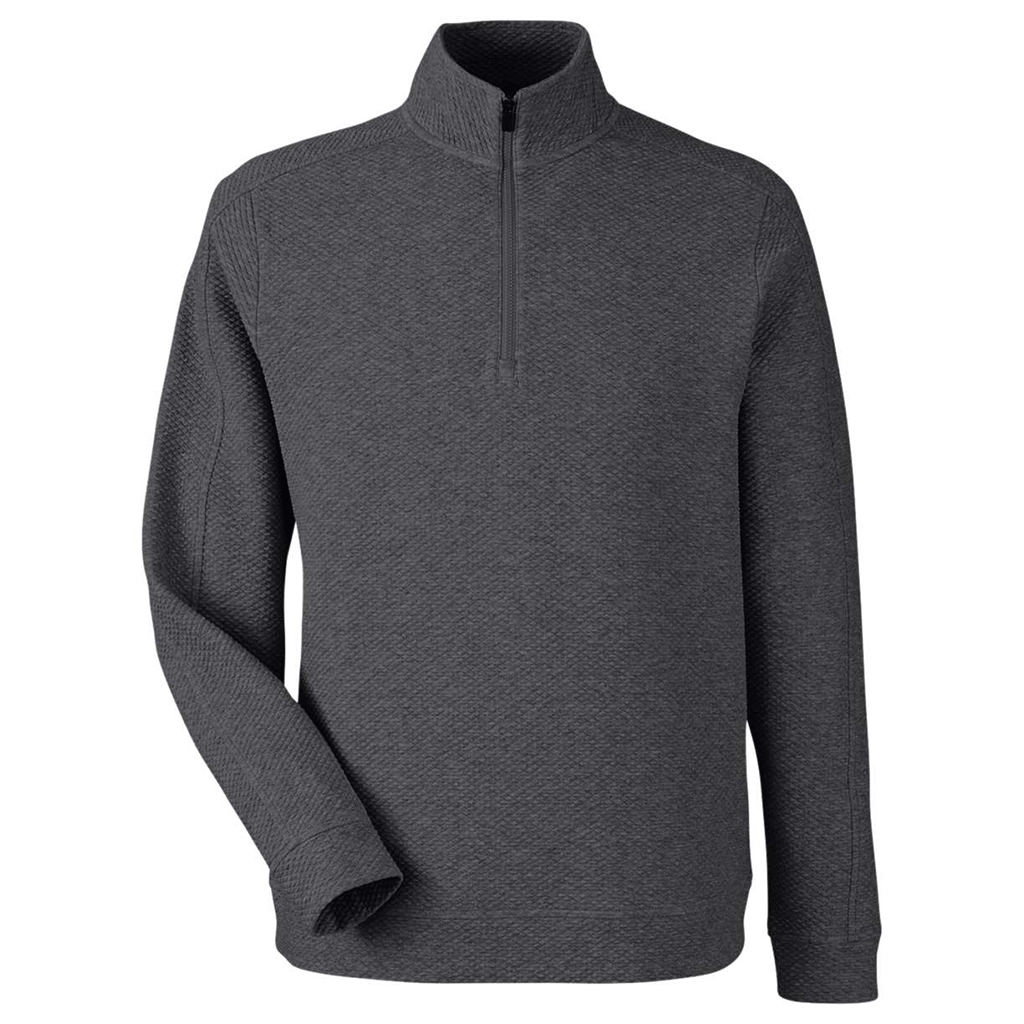 North End Men's Black Heather Spirit Textured Quarter-Zip Pullover