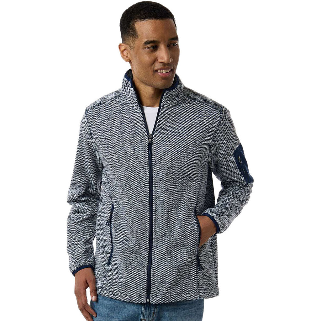 North End Men's Classic Navy/White Jasper Full-Zip Fleece Jacket