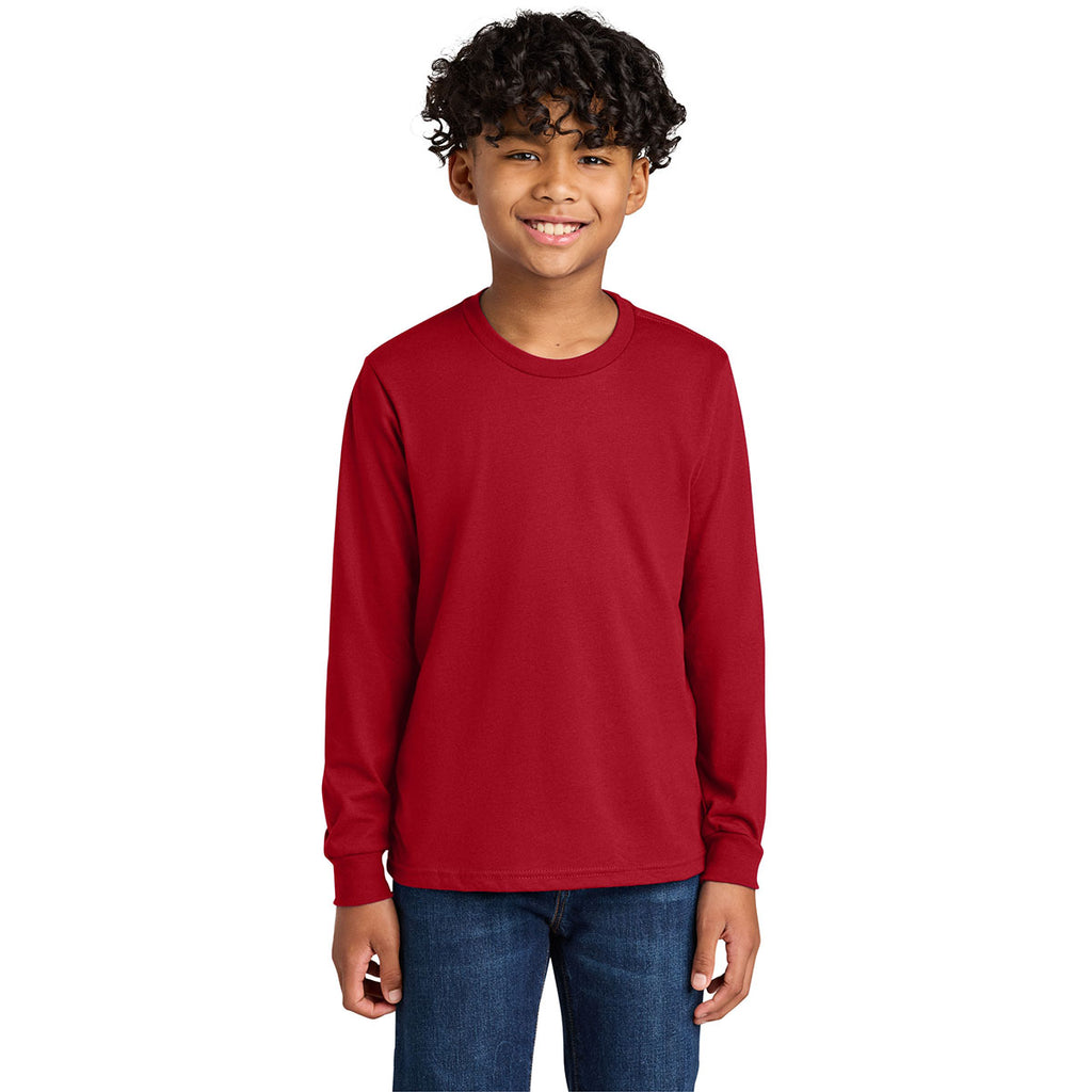 Next Level Youth Red Cotton Long Sleeve Tee