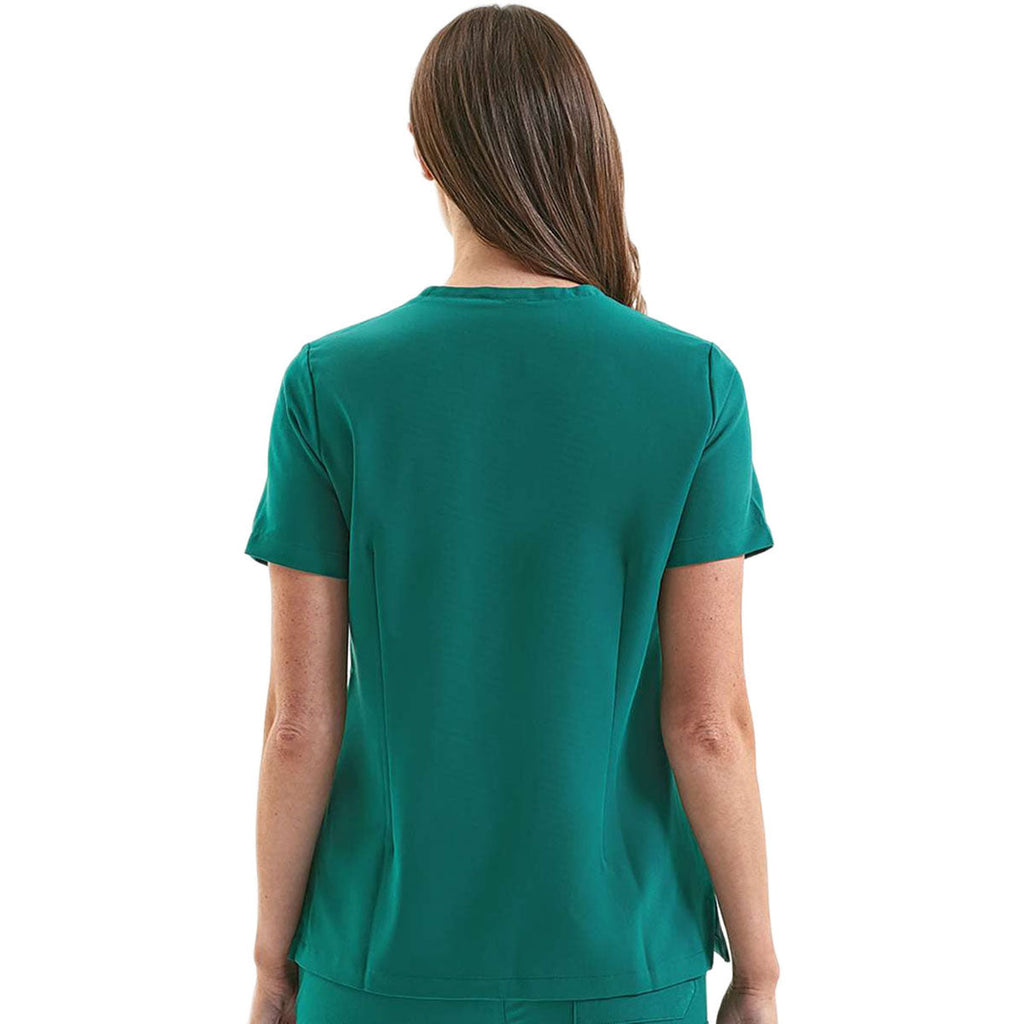 Onna Women's Clean Green Limitless V-Neck Stretch Scrub Top