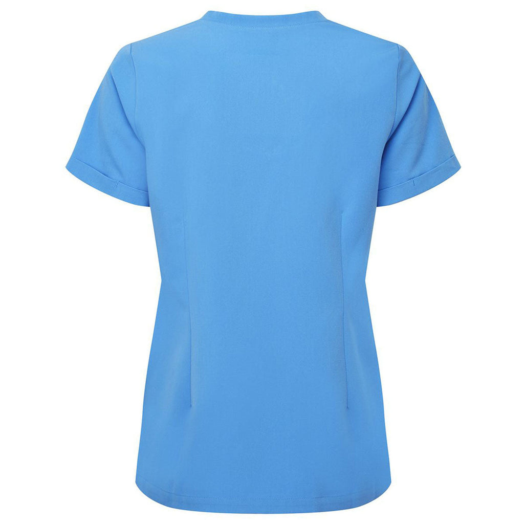 Onna Women's Ceil Blue Invisible V-Neck Stretch Scrub Top