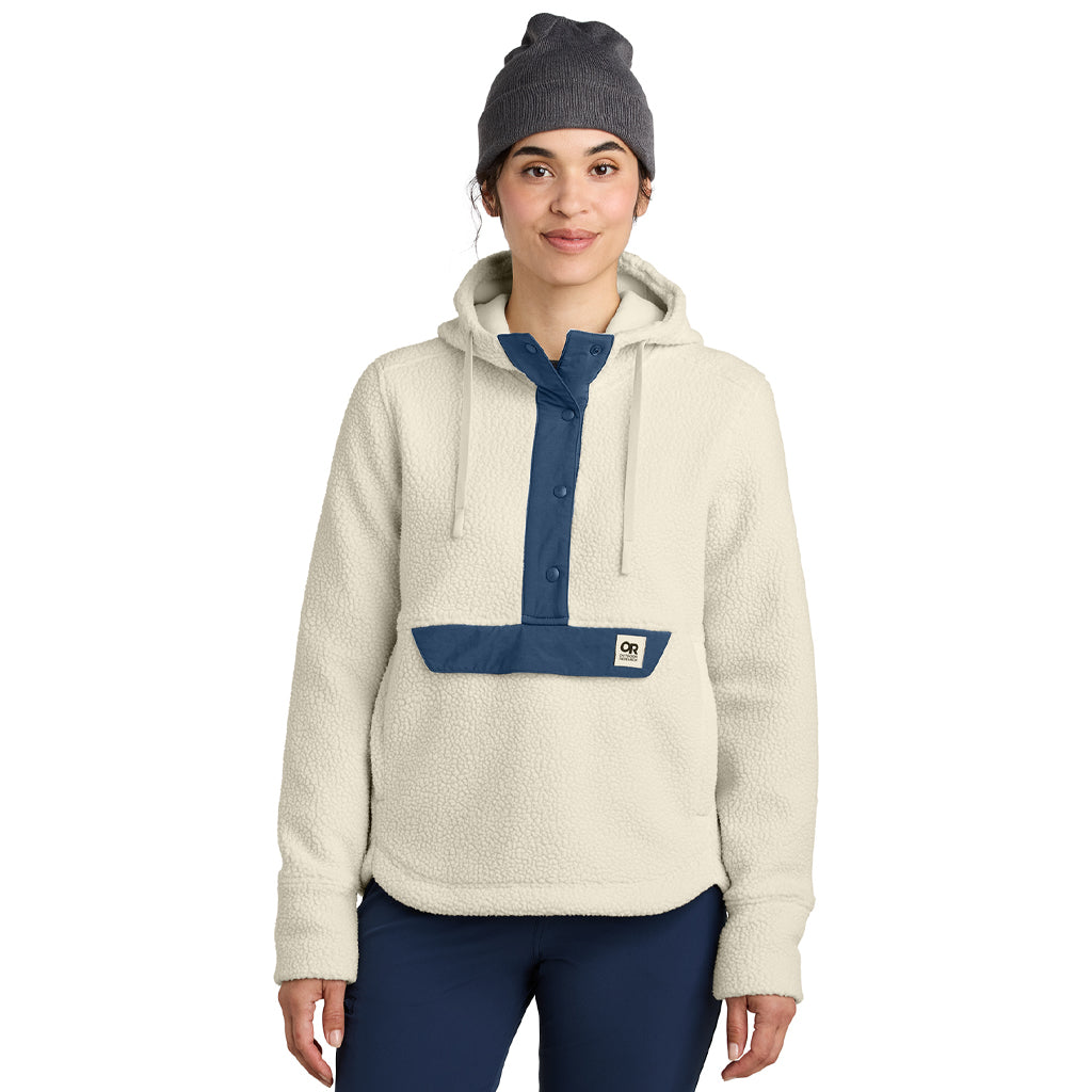 Outdoor Research Women's Oat/ Navy Packwood Fleece Pullover Hoodie